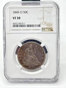 1845-O Seated Liberty Half Dollar  Red Coin Book Value $225