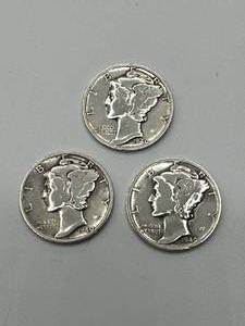 Lot of 3 Mercury Dimes