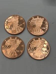 Lot of 4 1oz .999 Investment Grade Copper Rounds