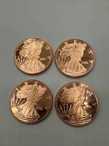 Lot of 4 1oz .999 Investment Grade Copper Rounds