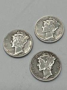 Lot of 3 Mercury Dimes
