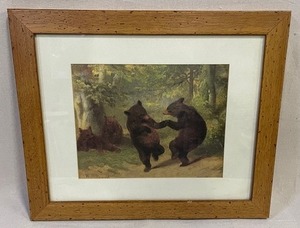 lot 1 image: Beard, William H. 18x15 Gold Ornate Wood Framed with Double Matting Museum Art Print Titled - Dancing Bears