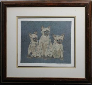 lot 41 image: 3 Siamese Cats by Marnie Dahl 1984 79100