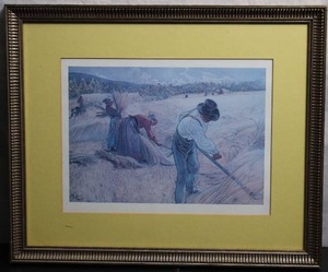 lot 45 image: Rye HarvestRoggenernte 1905in painted carved wooden frame.