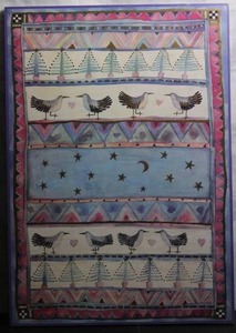 lot 52 image: Jane Ray 1980 printer of a watercolor quilt.