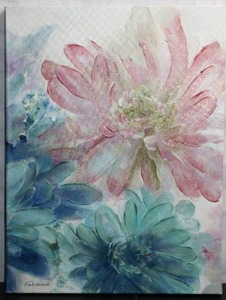 lot 55 image: Textured Print of Flowers F de Villeneuve