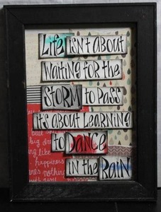 lot 72 image: Life... dance in the rain. Collage printed on board.