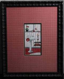 lot 83 image: Powder Room Print in plaster molded frame.