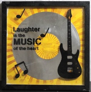 lot 84 image: Laughter is the music art. multimedia print on glass and paper.
