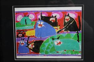 lot 90 image: Cats like people come in all shapes and colors, Wahlert Print.