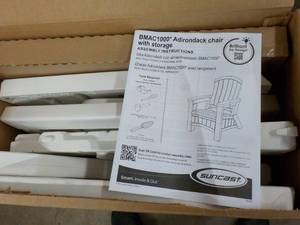 lot 1 image: Suncast Adirondack Chair with Storage needs assembly