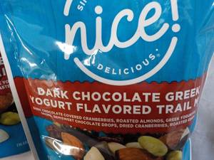 lot 47 image: 12 x 7 oz Bags Nice Dark Chocolate Greek Yogurt Flavored Trial Mix