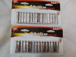 lot 77 image: 2 x 16 ct Alkaline Supercell AAA Batteries 32 total