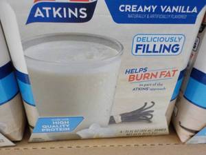 lot 220 image: 3 packs 4 x 11 oz Bottles Atkins Creamy Vanilla Shakes Best by 11112023