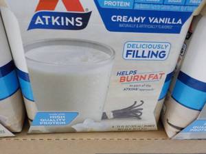 lot 221 image: 3 packs 4 x 11 oz Bottles Atkins Creamy Vanilla Shakes Best by 11112023