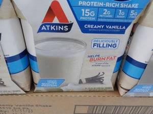lot 223 image: 3 packs 4 x 11 oz Bottles Atkins Creamy Vanilla Shakes Best by 11112023