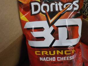 lot 247 image: 8 x 7 14 oz bags Doritos 3D Crunch Nacho Cheese Snacks past best date