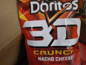 lot 249 image: 8 x 7 14 oz bags Doritos 3D Crunch Nacho Cheese Snacks past best date