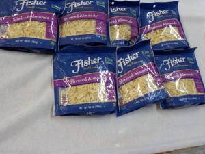 lot 300 image: 7 x 10 oz Bags Fisher Slivered Almonds past best date