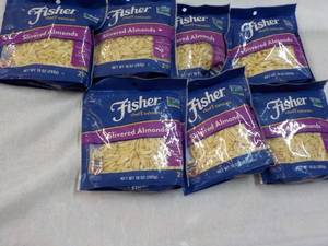 lot 301 image: 7 x 10 oz Bags Fisher Slivered Almonds past best date