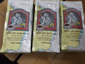 lot 338 image: 3 x 12 oz Whole Bean Deadmans Reach Dark Roast Coffee