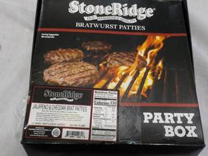 lot 371 image: D Stoneridge Frozen Party Box 16 Bratwurst Jalapeno and Cheddar Best by 042024