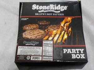 lot 373 image: D Stoneridge Frozen Party Box 16 Bratwurst Jalapeno and Cheddar Best by 042024