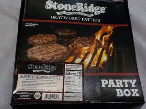 lot 376 image: D Stoneridge Frozen Party Box 16 Bratwurst Jalapeno and Cheddar Best by 042024