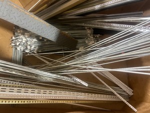 GAYLORD FULL OF VARIOUS THREADED ROD, WALL BRACKETS, SQUARE TUBING