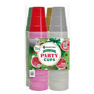 lot 22 image: Members Mark Premium Quality Holiday Cups, 18 Ounce (Package Open)