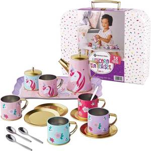 lot 33 image: Members Mark Tin Tea Set - Unicorn