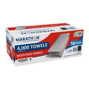 lot 26 image: Marathon Multifold 1-Ply Paper Towels, White, 9.2 x 9.4 (250 towelspk., 16 pks.)
