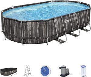 lot 94 image: Bestway Power Steel 22 x 12 x 48 Above Ground Oval Pool Set