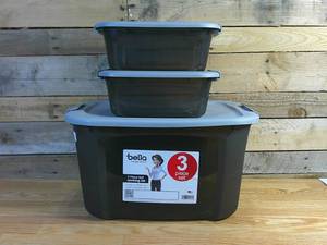 lot 69 image: Bella Storage Solution - 3 Piece Set w Locking Lid