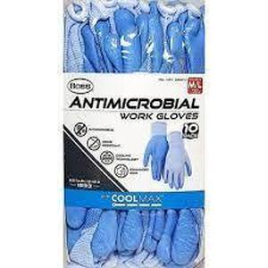 lot 135 image: Boss Womens Antimicrobial Work Gloves with COOLMAX, Blue, ML (Pack of 10) Womens Antimicrobial Work Glove.