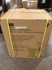 HUSKY Extra Wide Utility Cart with Wooden Top in Black (28 in. W x 37.5 in. H x 21.5 in. D) customer Return review pictures