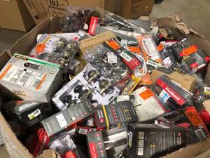 Gaylord of assorted Door Knobs and locks various models and condition Customer Returns See Terms