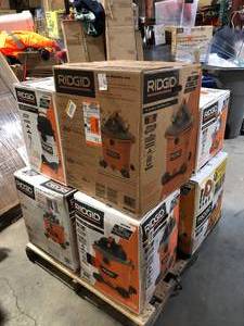 Pallet of Ridgid Vacuums assorted models and conditions customer returns