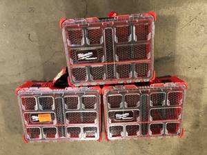 Lot of 3 Milwaukee PACKOUT 20 in. Deep Organizer with 6 Compartments and Quick Adjust Dividers see pictures