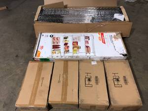 Lot of assorted storage shelving units open box customer returns not inspected see pitures