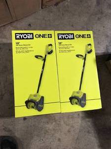 Lot of 2 Ryobi One 10 in Snow Showel kit customer returns review pictures