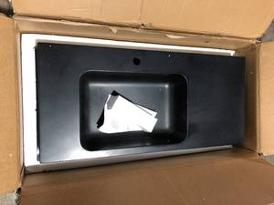 Serene Valley 40 in. Wall-Mount Install or On Countertop Bathroom Sink with Single Faucet Hole in Matte Black customer return review pictures