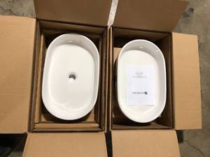 Lot of 2 Glacier Bay 21.6 in. Ceramic Oval Vessel Bathroom Sink in White see pictures