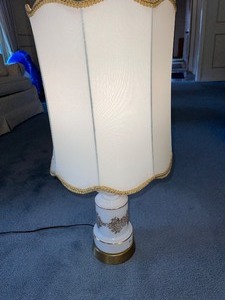 Vintage Glass, painted, brass lamp