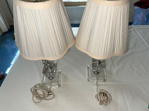 Two Glass Night Stand Lamps