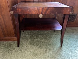 Antique end table with inlaid top