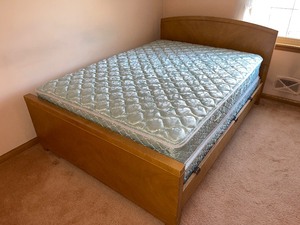 Bed Headboard, foot board, frame box spring, mattress