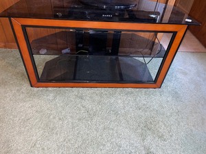 Smoked glass and wood TV Stand