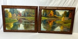 lot 10 image: Autumn Themed Oil on Canvas circa 2000 (22.25 x 28.5)