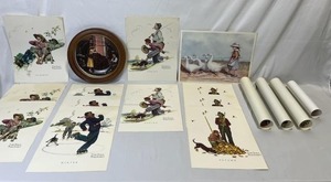lot 21 image: Vintage Norman Rockwell Print and Collectors Plate Collection
